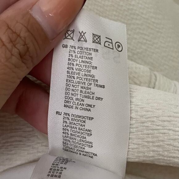 Reiss Blazer Womens Size 10 Cream Textured Knit Quiet Luxury Minimaist Preppy - Picture 14 of 15